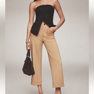 Maeve Anthropologie The Colette Knit Crop Wide Leg Pants- True Camel